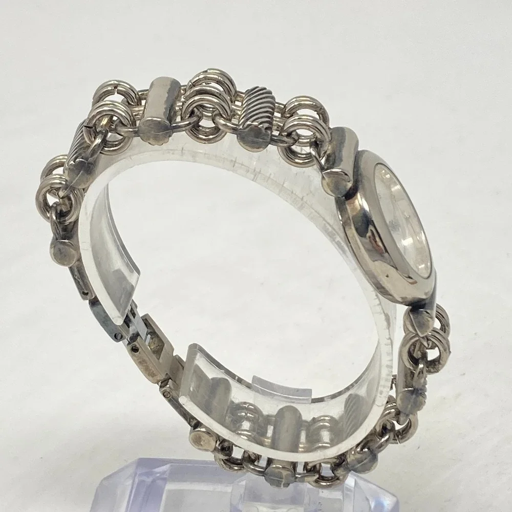 Vtg Shannons Watch Women 25mm Silver Tone Chain Link Band New Battery 6.5